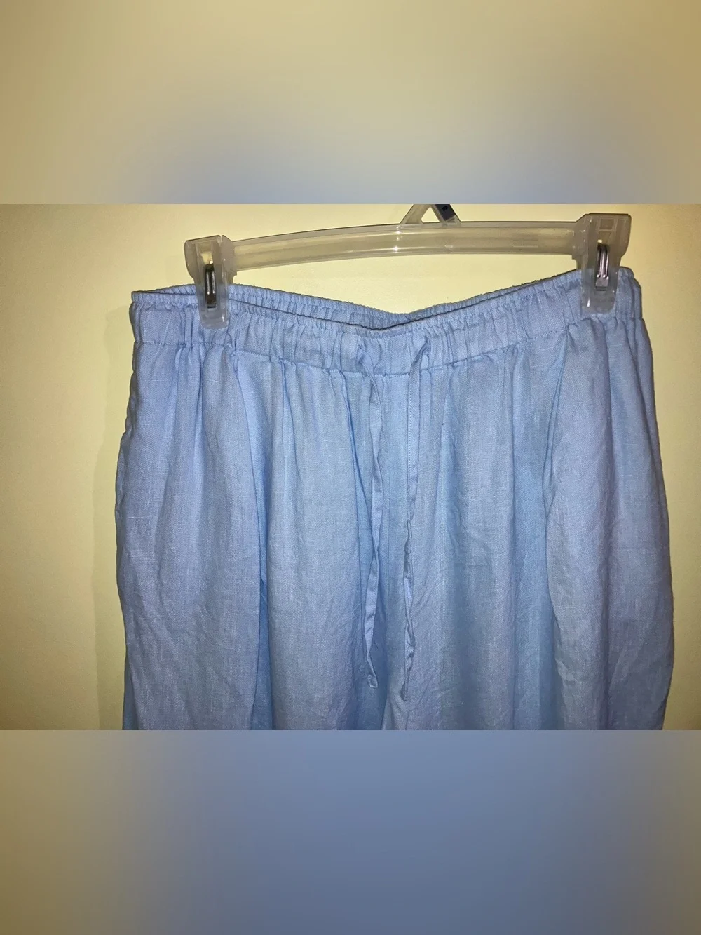 Mint Velvet Wide Leg Linen Trousers Pants L Long Tall Blue Minimal Elastic Waist - Picture 5 of 9